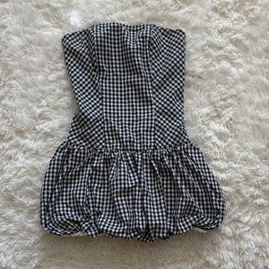 Strapless Black and White Gingham Bubble Dress